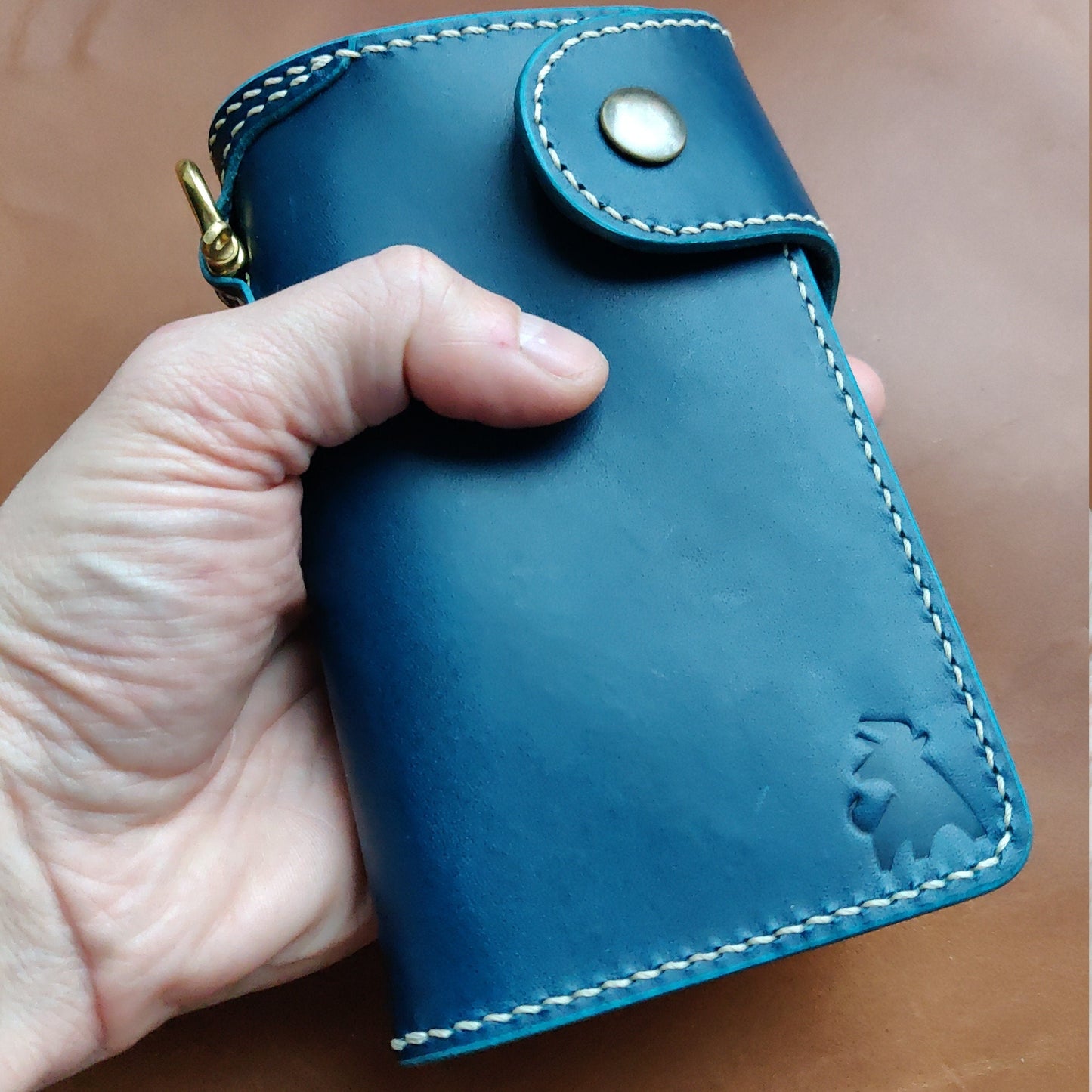 Biker Wallet With A Ring For Chain Or Lanyard, Veg Tanned Travel Western Wallet