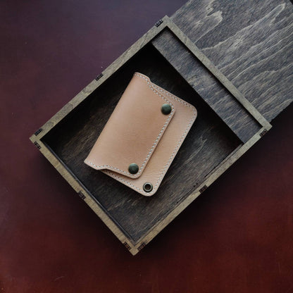 Short Trucker Wallet With A Ring For Chain or Lanyard, Unpainted Veg Tanned Wallet For Rider, Biker or Trucker