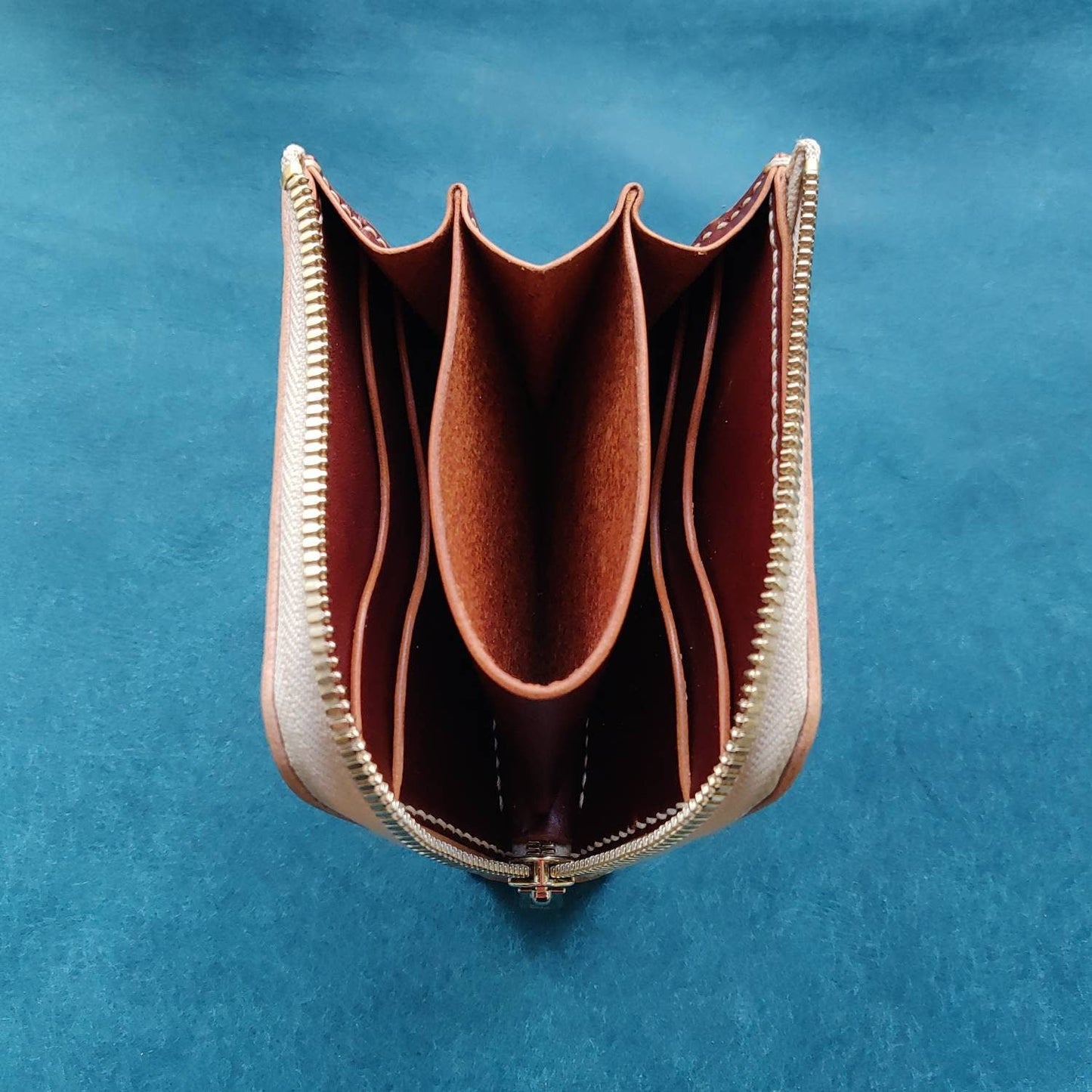 Small Zipper Wallet, Veg Tanned Zippered Wallet With Coin Purse, Buttero Leather Compact Wallet