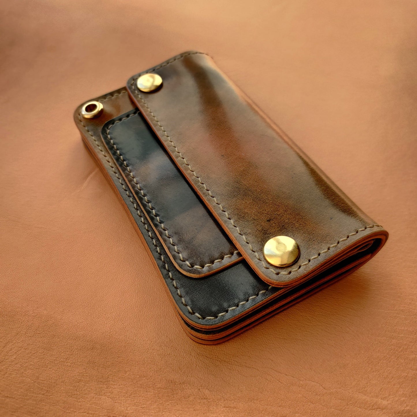 Rocado Shell Cordovan Mini Trucker Wallet, Luxury Compact Wallet