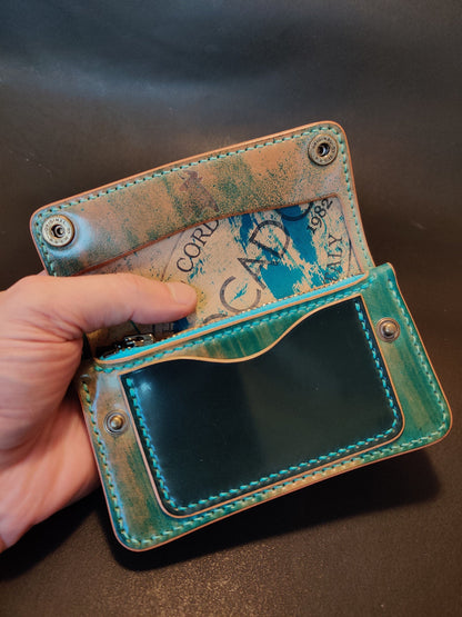 Rocado Shell Cordovan Mini Trucker Wallet, Luxury Compact Wallet