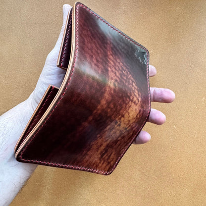 Rocado Shell Cordovan Vertical Leather Wallet, Cash Holder Leather Wallet, Bi-Fold Middle Wallet, Men Gift Wallet, Women Gift Wallet