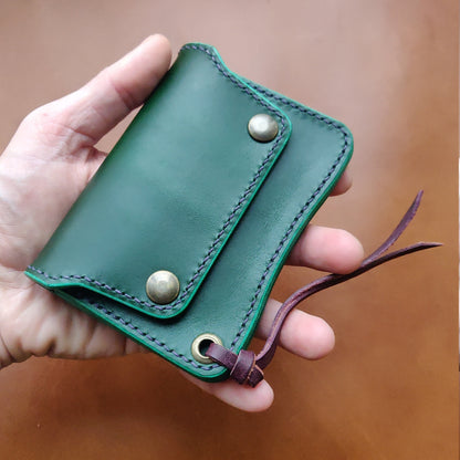 Short Trucker Wallet With A Ring For Chain Or Lanyard, Veg Tan Wallet, Stylish Wallet For Rider, Biker or Trucker