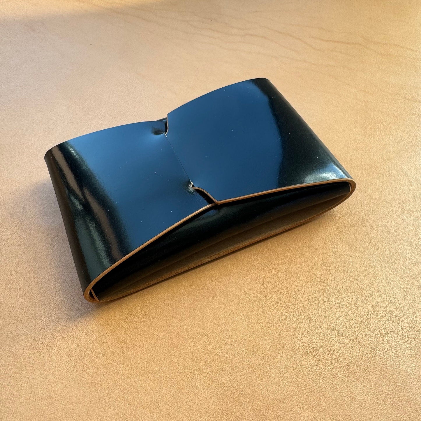 Rocado Shell Cordovan Stitchless Leather Mini Cards Wallet, Origami Minimalist Wallet, EDC Card Holder Case