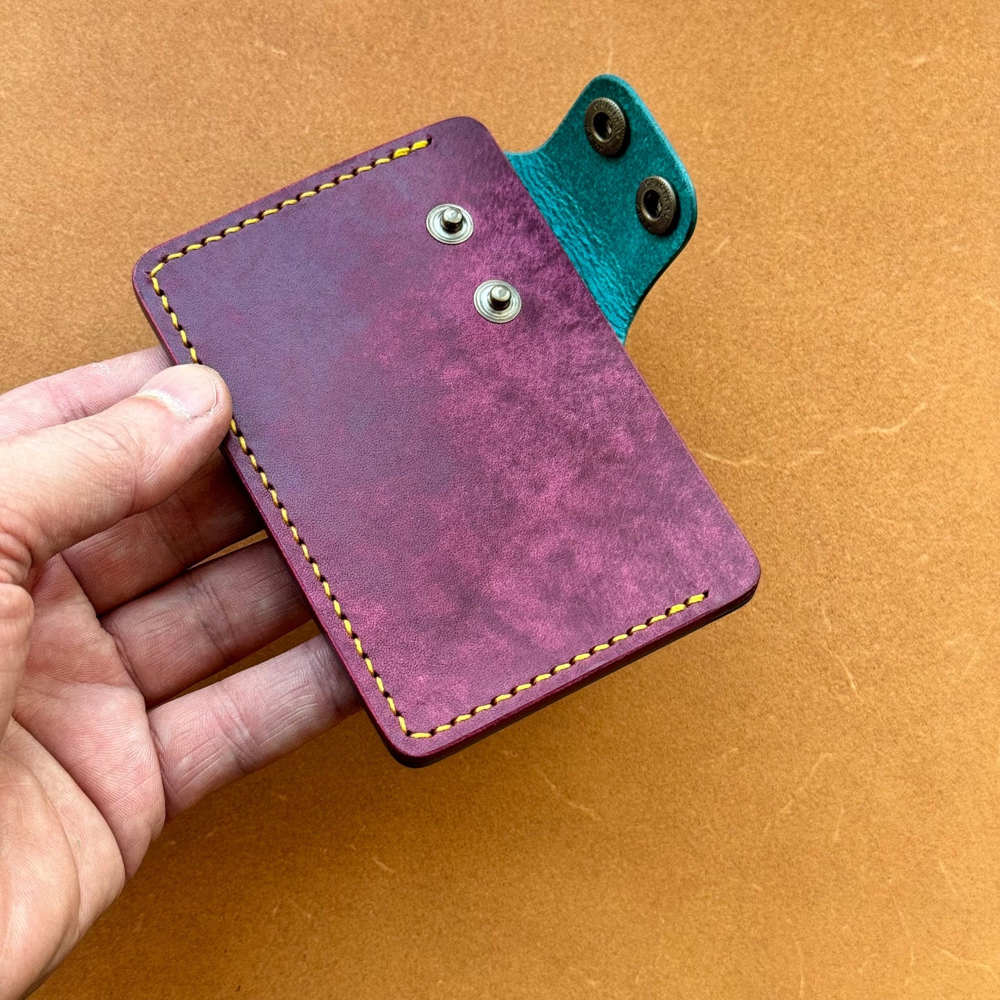 Leather Card Holder, Vegetable Tanned Pocket Mini Wallet, Minimalist Card Holder Case