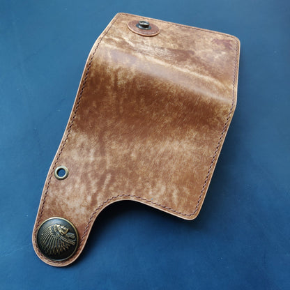 Biker Wallet With A Ring For Chain Or Lanyard, Veg Tanned Travel Western Wallet