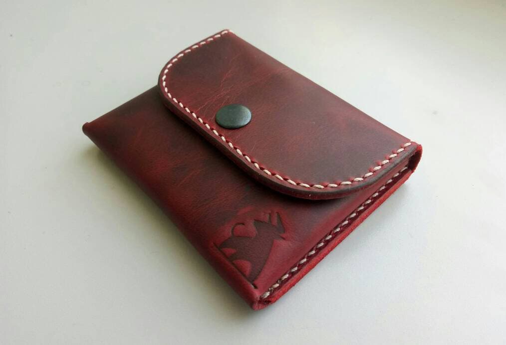 Leather Origami Wallet, Minimalist Pocket Wallet, Coin Purse And Card Case Wallet, Leather Card Holder