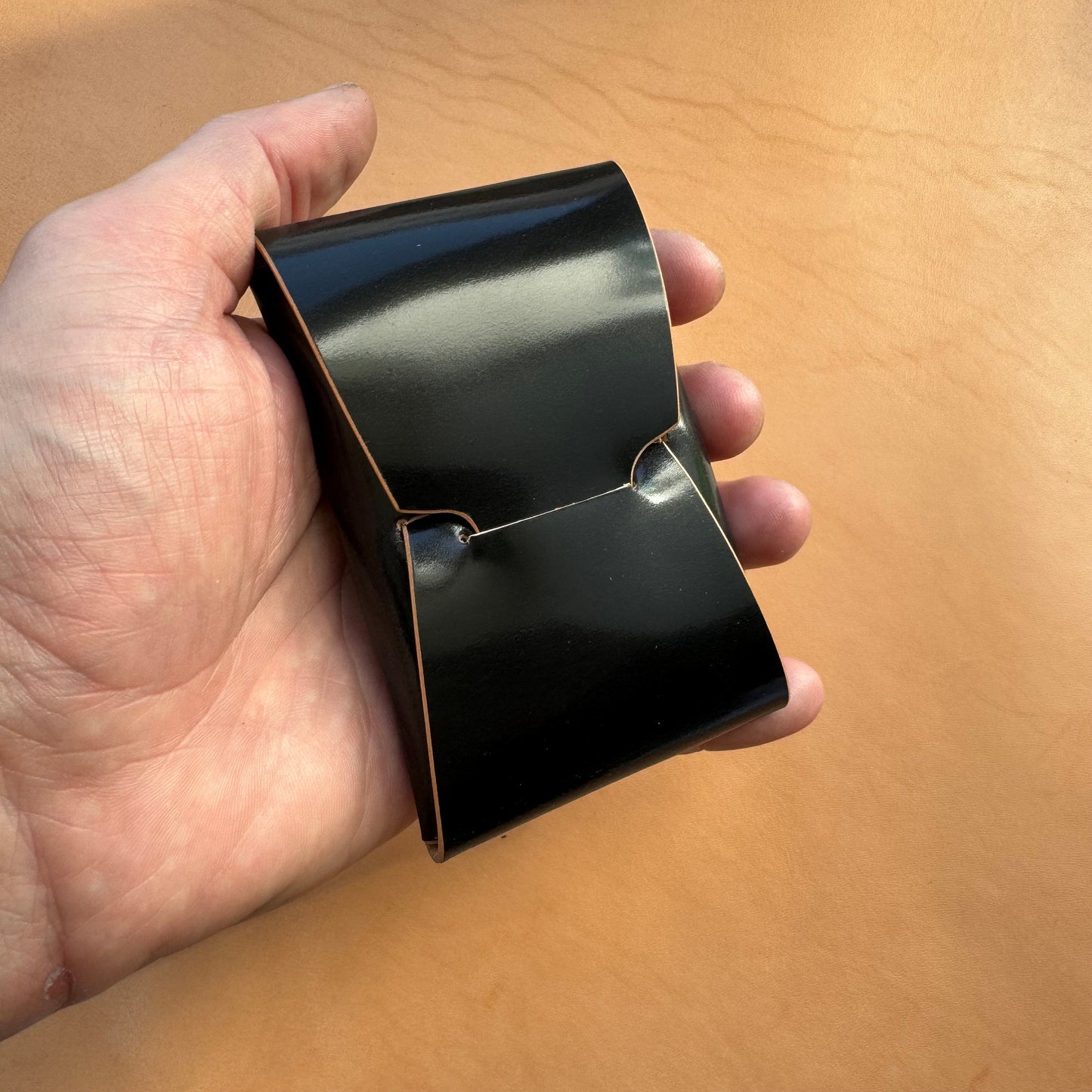 Rocado Shell Cordovan Stitchless Leather Mini Cards Wallet, Origami Minimalist Wallet, EDC Card Holder Case