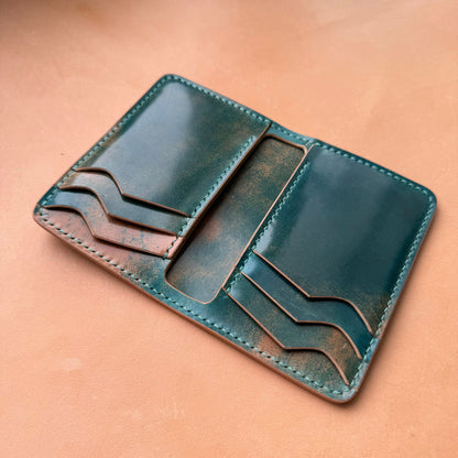 Shell Cordovan Wallet, Vertical Leather Bifold Wallet, Minimalist Slim Luxury Wallet