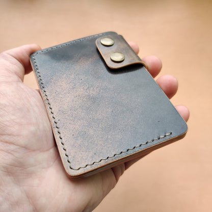 Rocado Shell Cordovan Leather Card Holder, Pocket Mini Wallet, Minimalist Card Holder Case