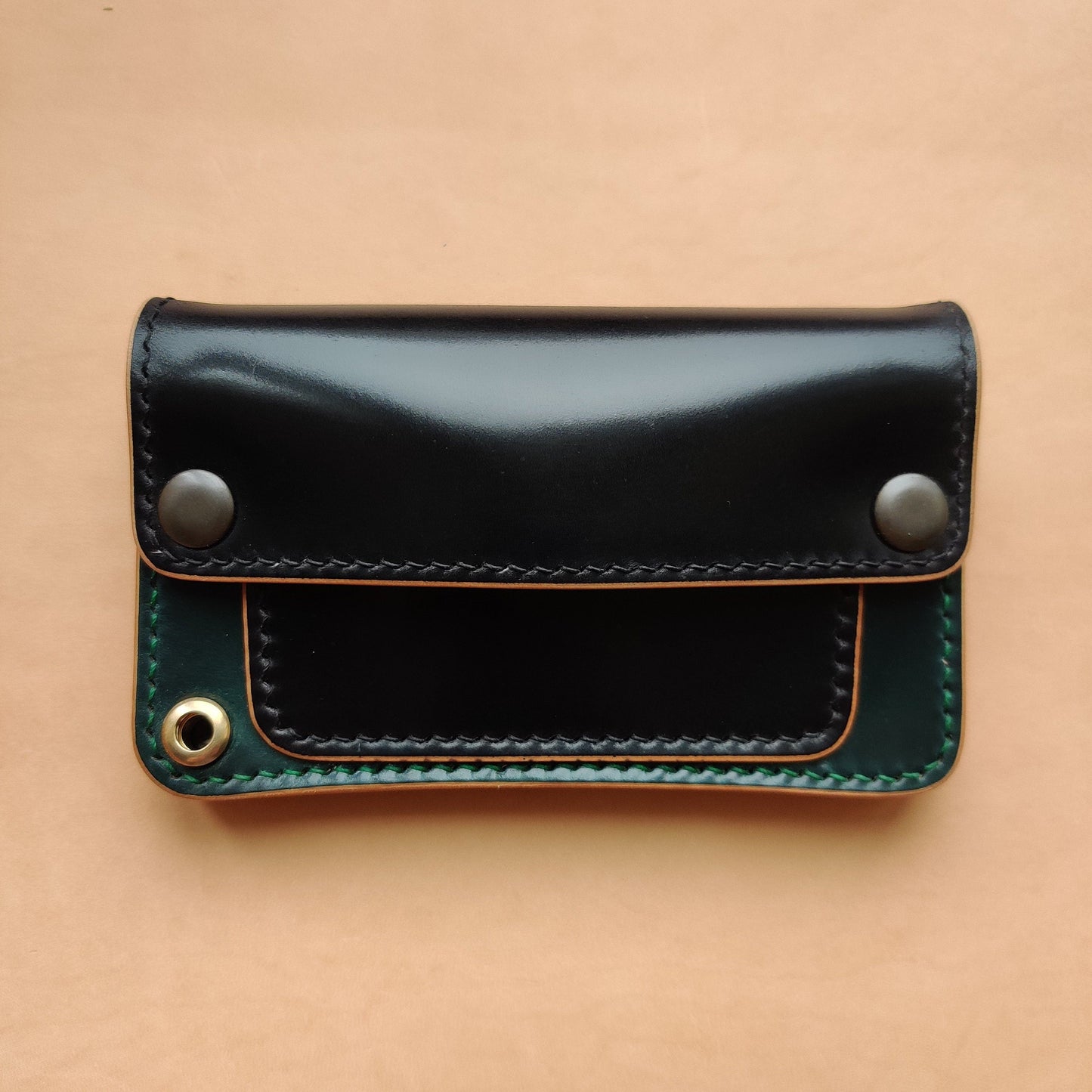 Rocado Shell Cordovan Mini Trucker Wallet, Luxury Compact Wallet