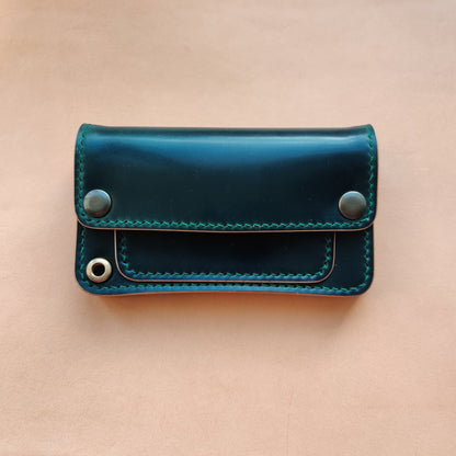 Rocado Shell Cordovan Mini Trucker Wallet, Luxury Compact Wallet