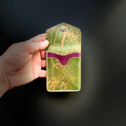 Rocado Shell Cordovan EDC Slim Pocket Wallet with Concho Snap