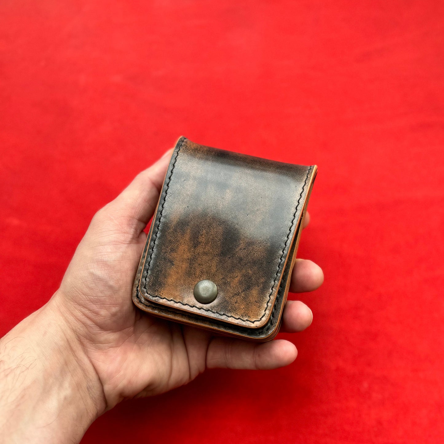 Rocado Shell Cordovan Leather vertical minimalist bifold EDC wallet
