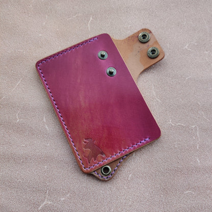 Rocado Shell Cordovan Leather Card Holder With A Ring For Chain Or Lanyard, Pocket Mini Wallet, Minimalist Card Holder Case