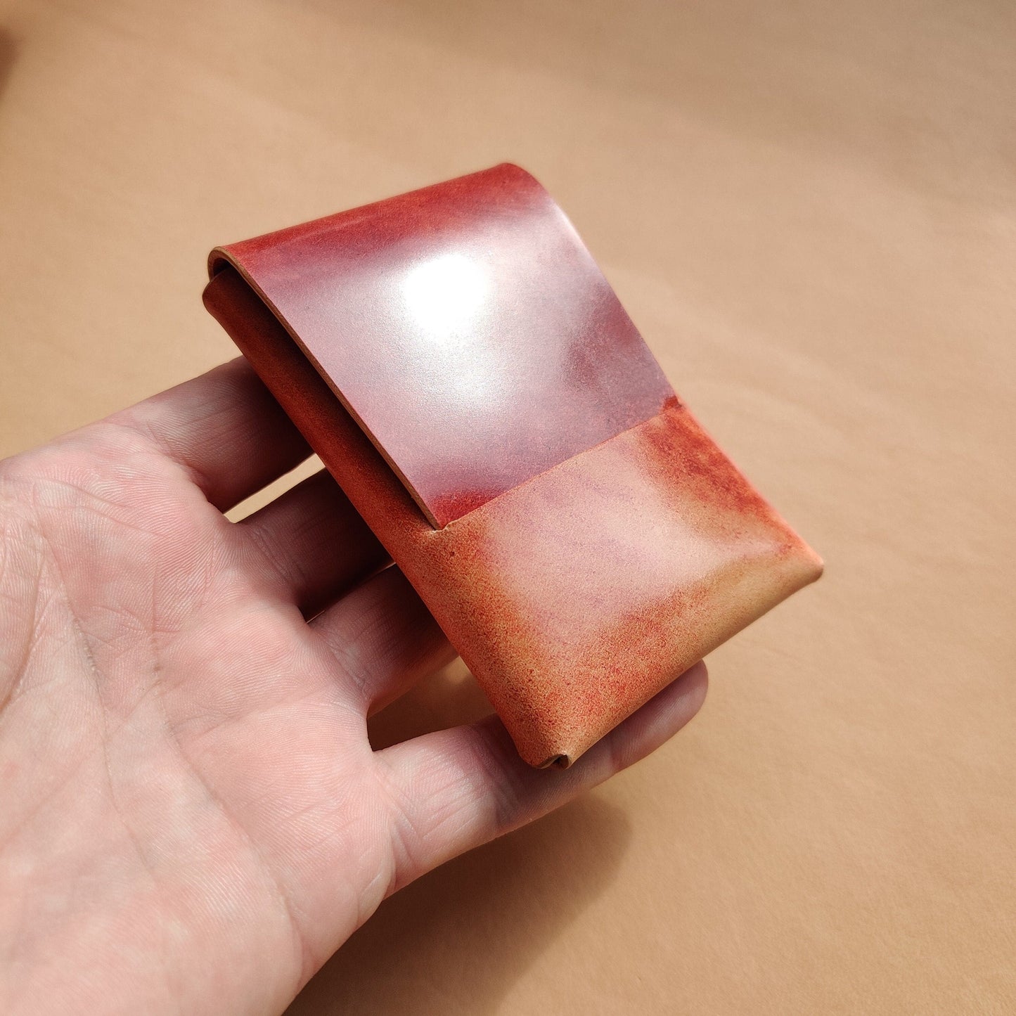 Rocado Shell Cordovan Stitchless  Leather Mini Cards Wallet, Origami Minimalist Wallet, EDC Card Holder Case