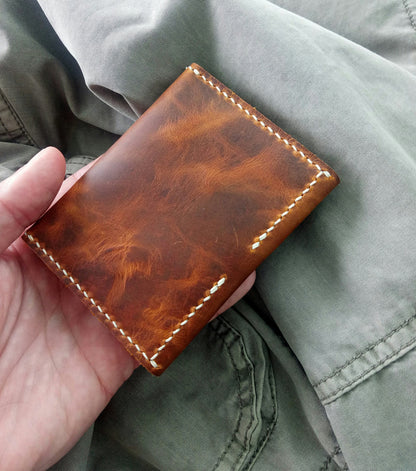 Leather Origami Wallet, Minimalist Pocket Wallet, Coin Purse And Card Case Wallet, Leather Card Holder