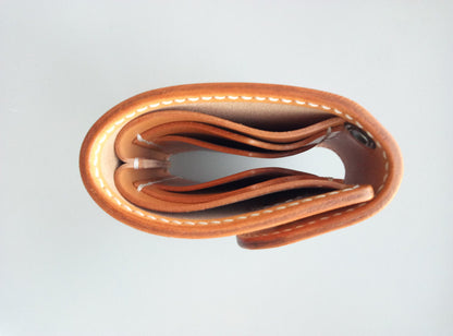 Leather Biker Wallet With A Ring For Chain Or Lanyard, Unpainted Veg Tanned Travel Western Wallet