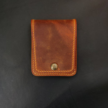 Leather vertical minimalist bifold EDC wallet