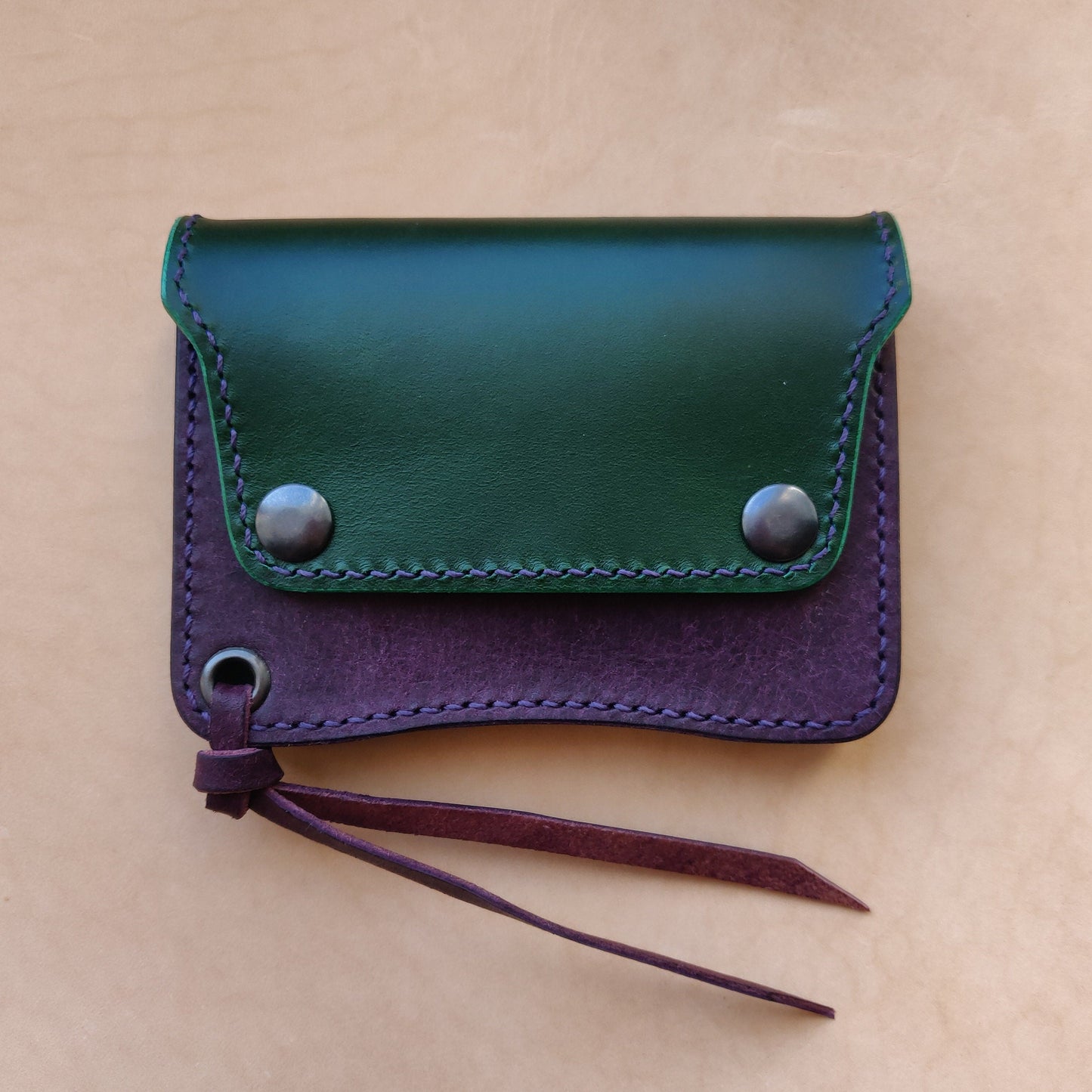 Short Trucker Wallet With A Ring For Chain Or Lanyard, EDC Wallet For Rider, Biker or Trucker