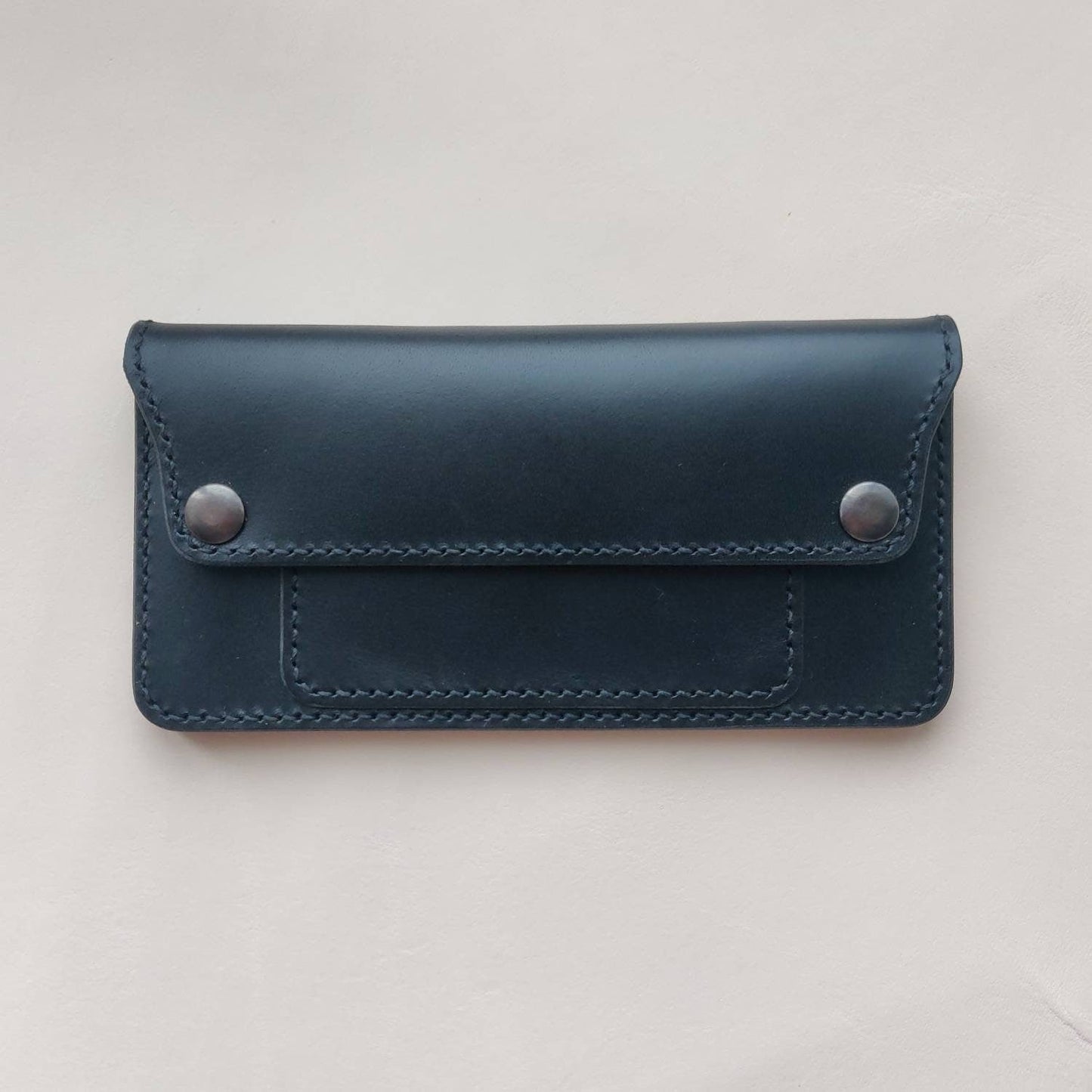 Long Trucker Leather Wallet With A Hole For Chain Or Lanyard , Handmade Wallet For Rider, Biker or Trucker