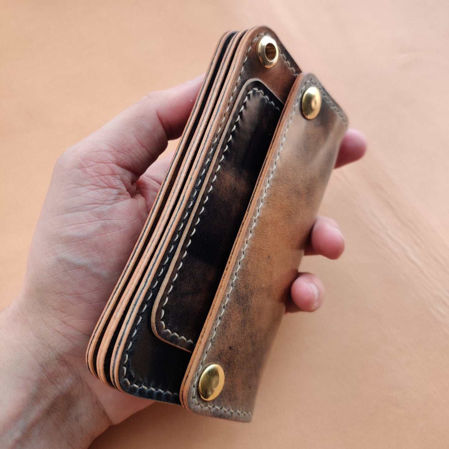 Rocado Shell Cordovan Mini Trucker Wallet, Luxury Compact Wallet