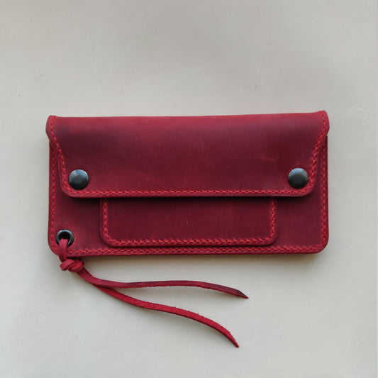 Long Trucker Wallet With A Ring For Chain Or Lanyard , Handmade Wallet For Rider, Biker or Trucker