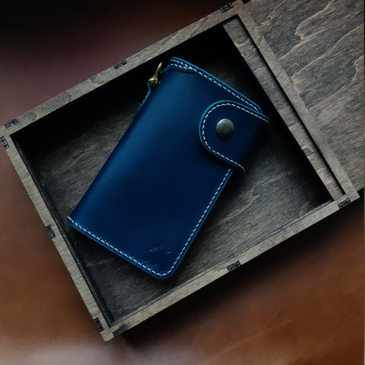 Biker Wallet With A Ring For Chain Or Lanyard, Veg Tanned Travel Western Wallet