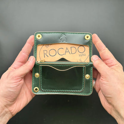 Rocado Shell Cordovan Mini Trucker Wallet, Luxury Compact Wallet