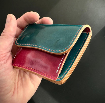 Rocado shell Cordovan Compact Leather Wallet With Coin Purse, Leather Card And Cash Holder