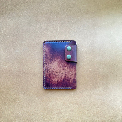 Rocado Shell Cordovan Leather Card Holder, Pocket Mini Wallet, Minimalist Card Holder Case