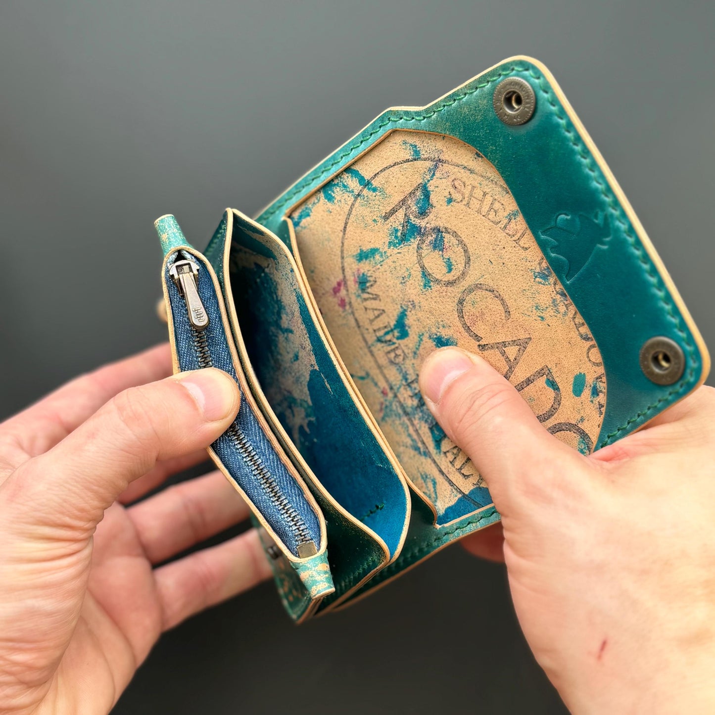 Rocado Shell Cordovan Short Trucker Wallet With A Ring For Chain Or Lanyard, Stylish Wallet For Rider, Biker or Trucker