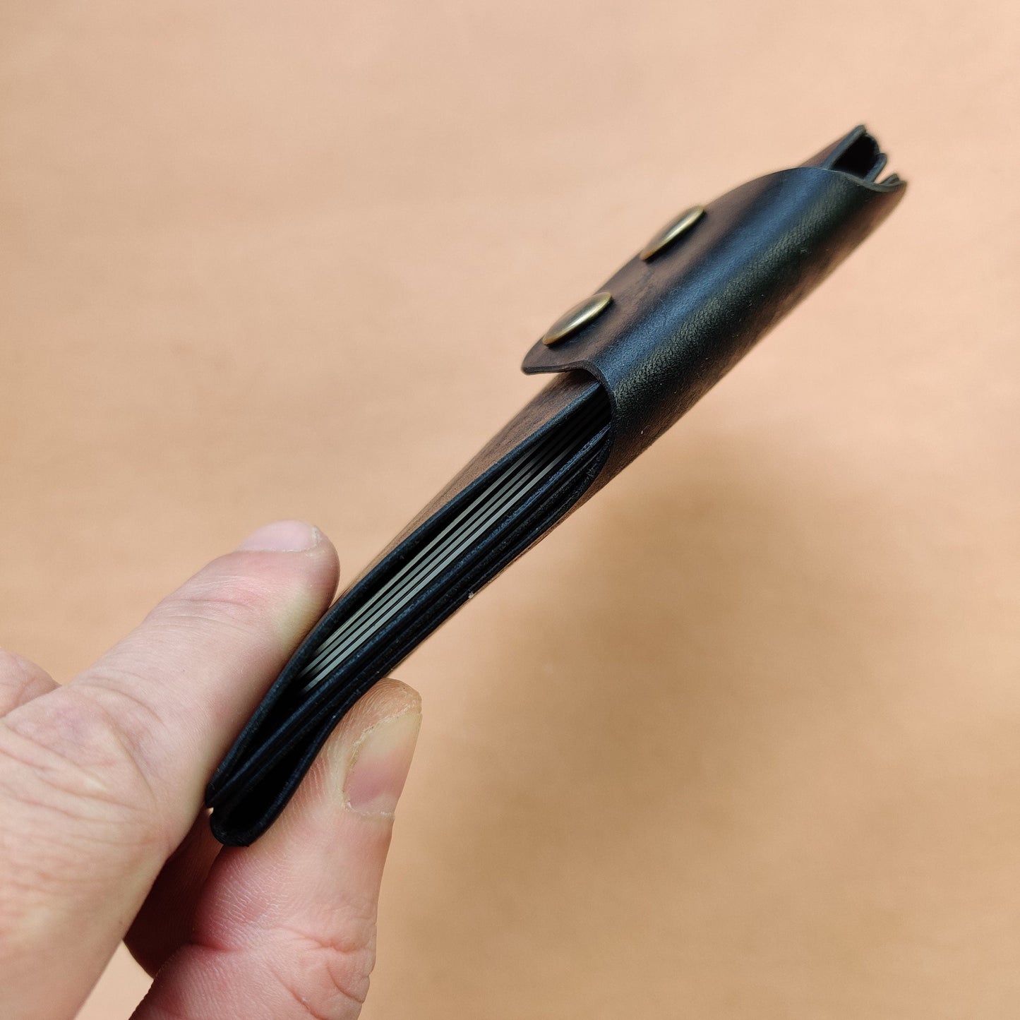 Leather Card Holder With A Ring For Chain Or Lanyard, Pocket Mini Wallet, Minimalist Card Holder Case