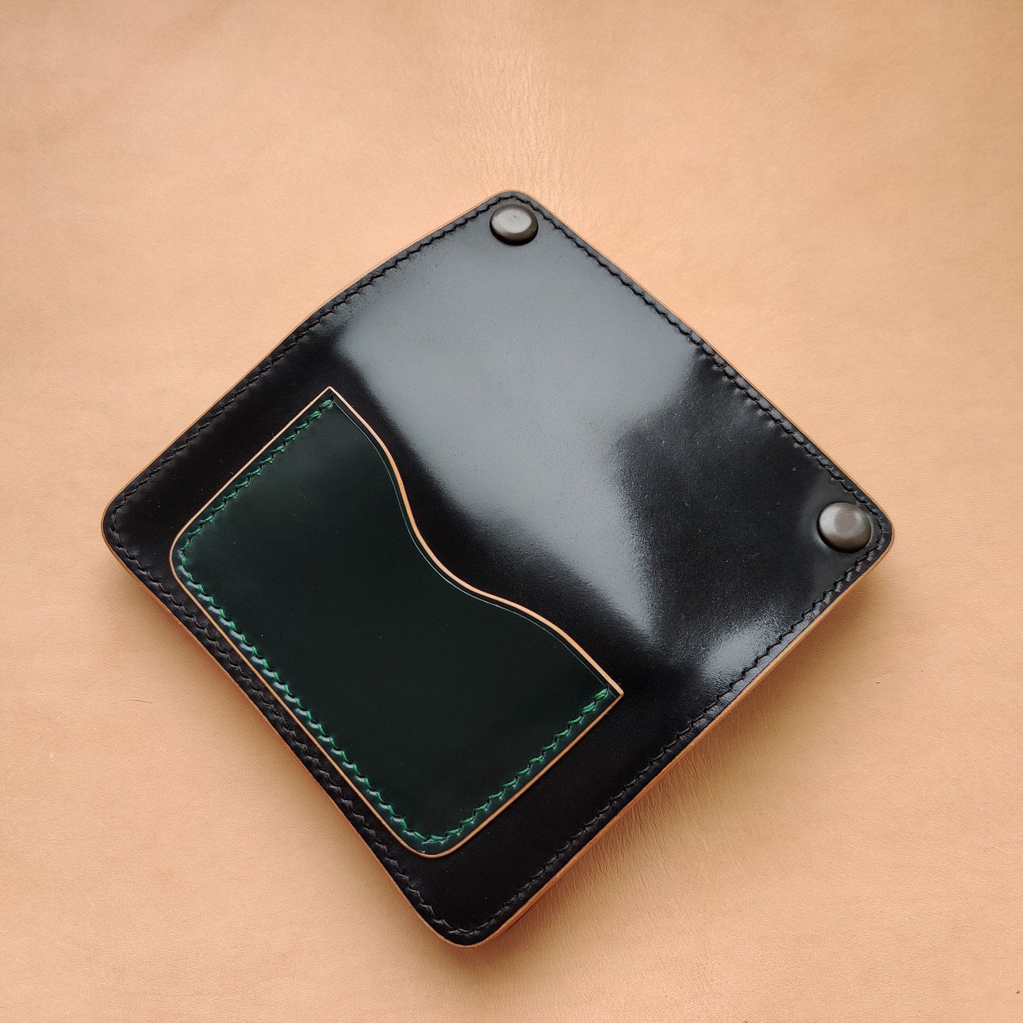 Rocado Shell Cordovan Mini Trucker Wallet, Luxury Compact Wallet