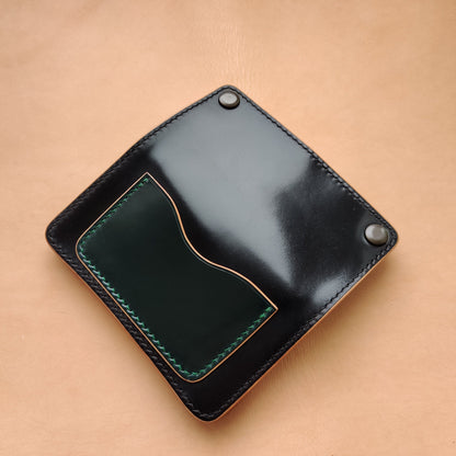 Rocado Shell Cordovan Mini Trucker Wallet, Luxury Compact Wallet