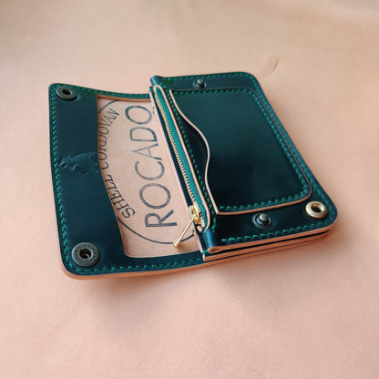 Rocado Shell Cordovan Mini Trucker Wallet, Luxury Compact Wallet