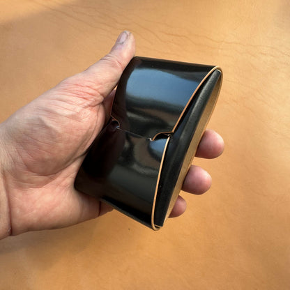 Rocado Shell Cordovan Stitchless Leather Mini Cards Wallet, Origami Minimalist Wallet, EDC Card Holder Case