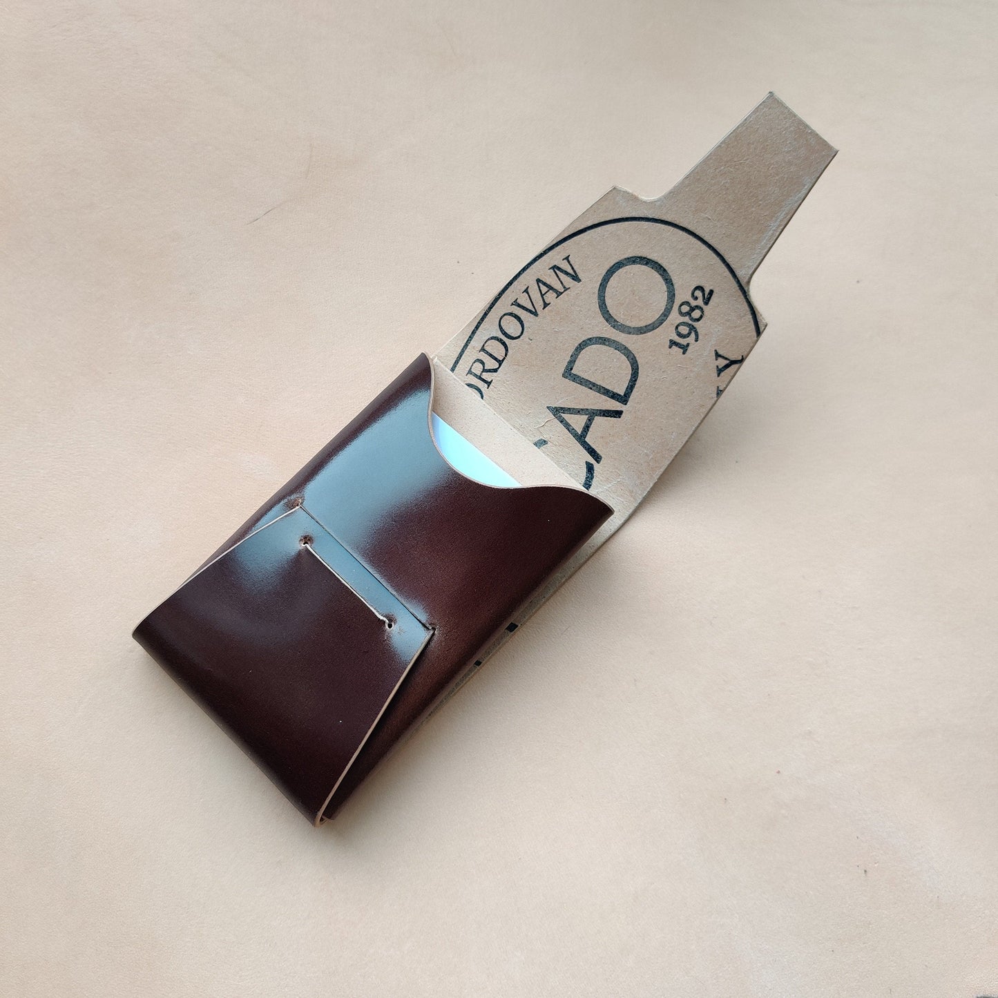 Rocado Shell Cordovan Stitchless Leather Mini Cards Wallet, Origami Minimalist Wallet, EDC Card Holder Case