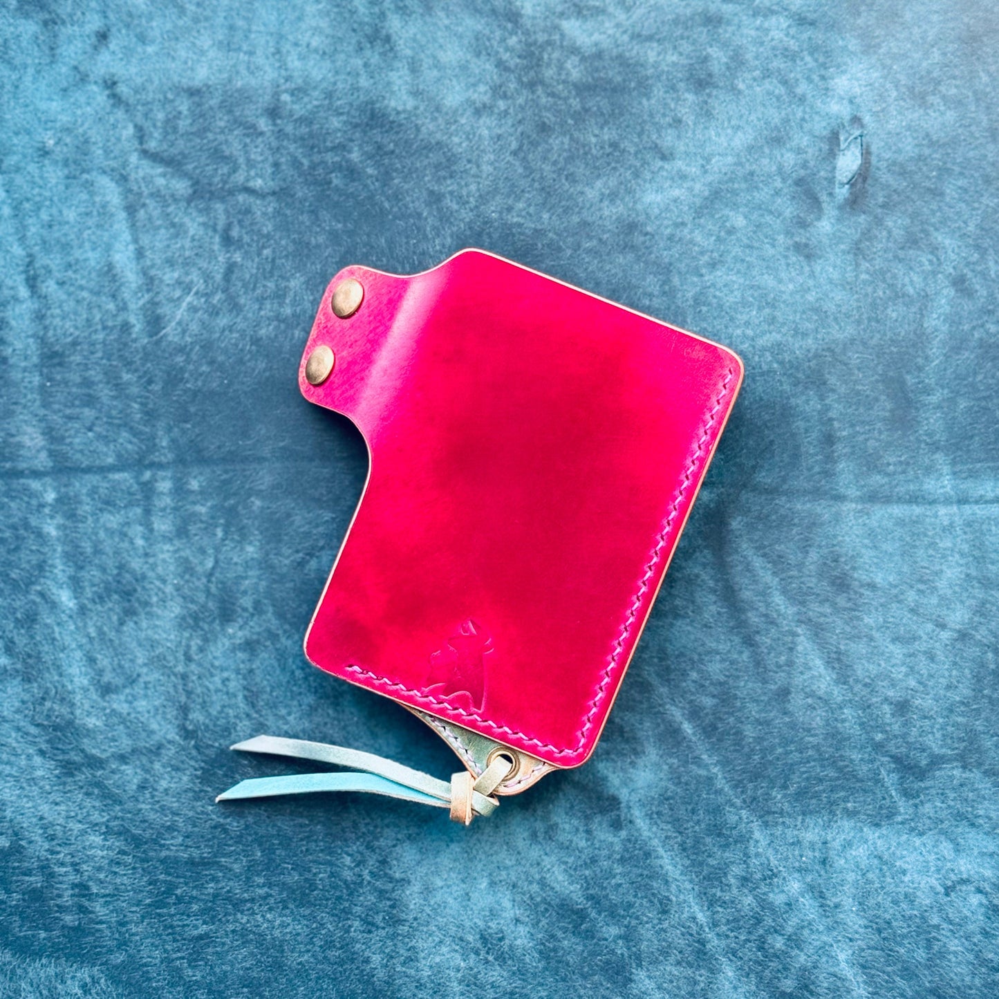 Rocado Shell Cordovan Leather Card Holder With A Ring For Chain Or Lanyard, Pocket Mini Wallet, Minimalist Card Holder Case