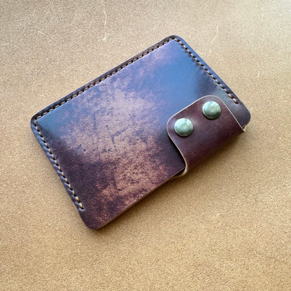 Rocado Shell Cordovan Leather Card Holder, Pocket Mini Wallet, Minimalist Card Holder Case