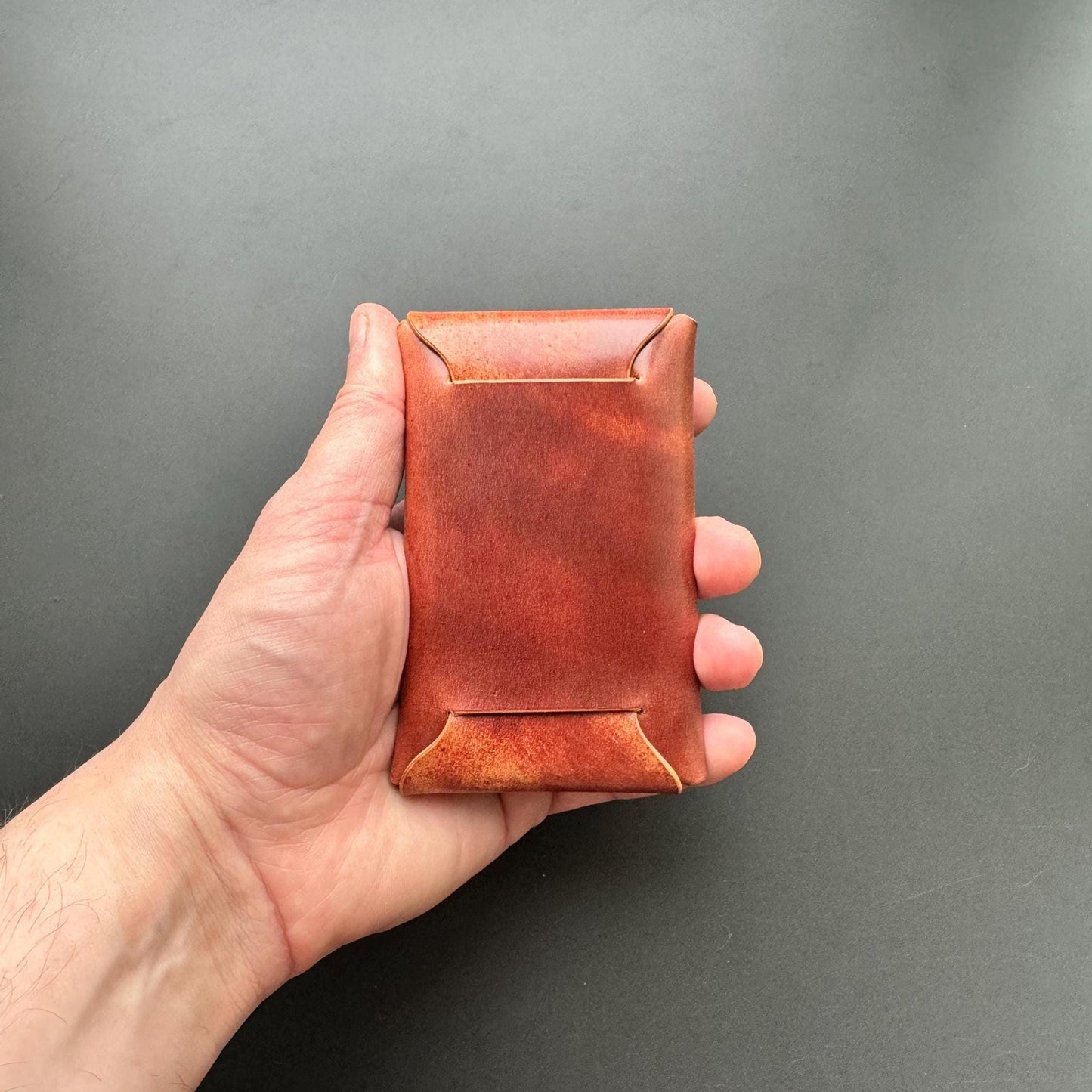 Stitchless Shell Cordovan Leather Cards Wallet, Origami Minimalist Wallet, EDC Card Holder Case