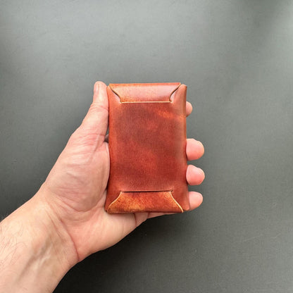 Stitchless Shell Cordovan Leather Cards Wallet, Origami Minimalist Wallet, EDC Card Holder Case
