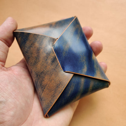 Stitchless Shell Cordovan Leather Cards Wallet, Origami Minimalist Wallet, EDC Card Holder Case