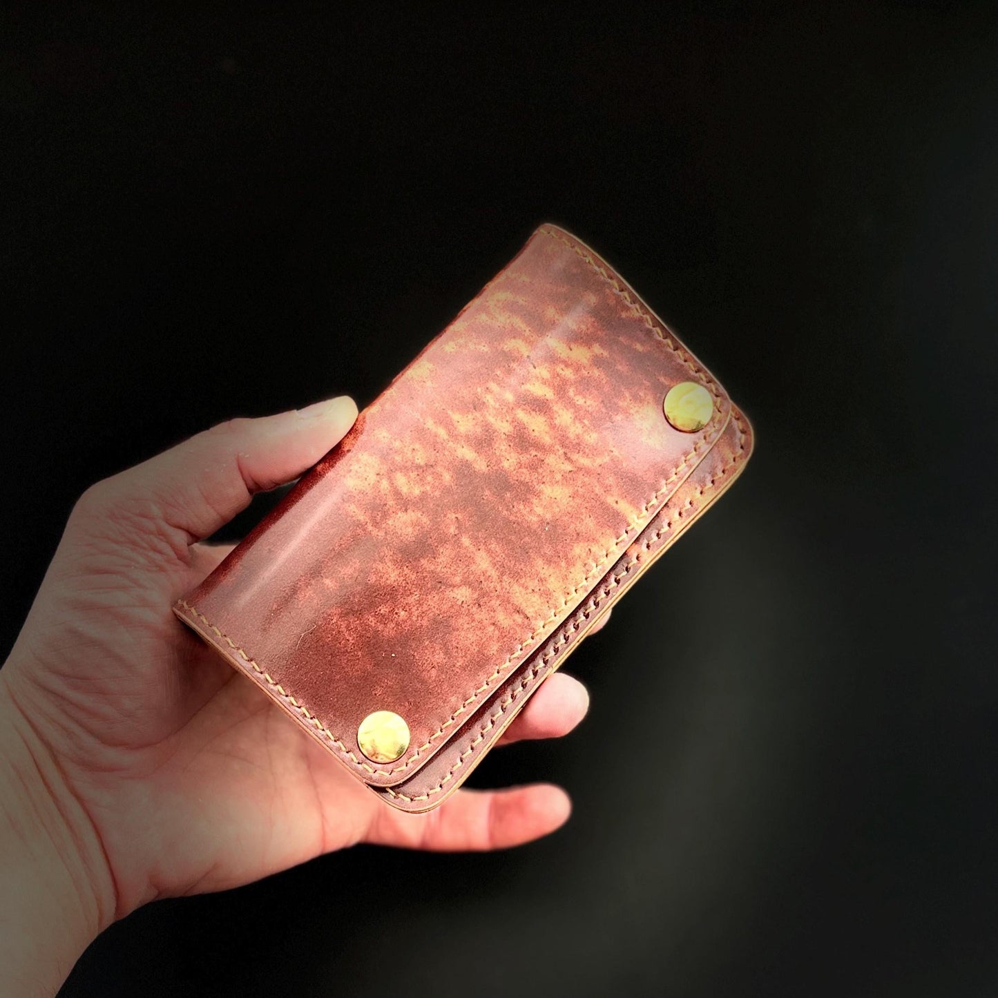 Rocado Shell Cordovan Mini Trucker Wallet, Luxury Compact Wallet