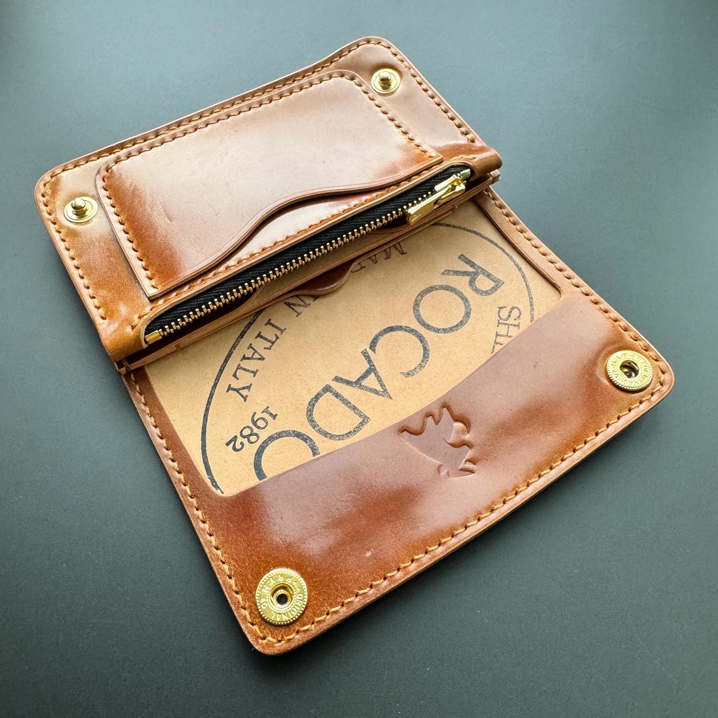 Rocado Shell Cordovan Mini Trucker Wallet, Luxury Compact Wallet