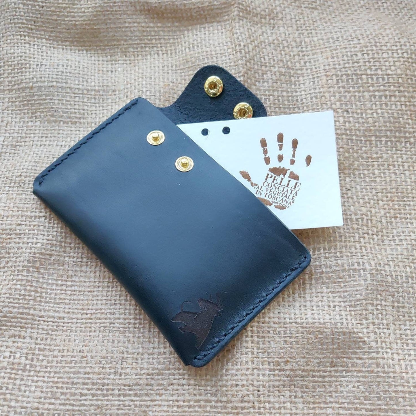 Leather Slim And Simple Card Holder, Minimalist, Compact Wallet For Cards And Folded Bills, Credit Card Holder With Two Snaps