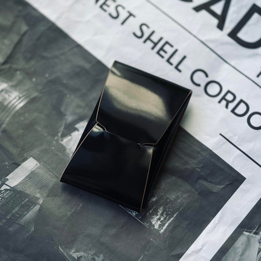 Rocado Shell Cordovan Stitchless Leather Mini Cards Wallet, Origami Minimalist Wallet, EDC Card Holder Case