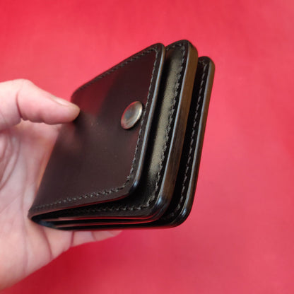 Leather vertical minimalist bifold EDC wallet