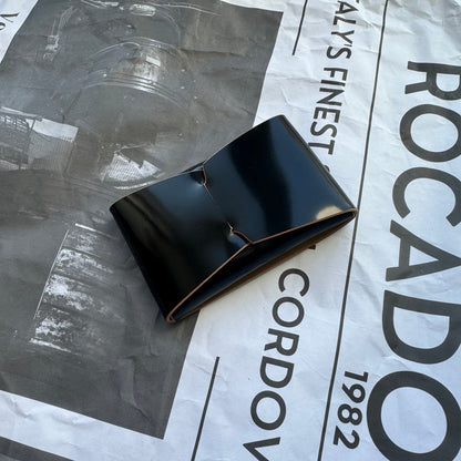 Rocado Shell Cordovan Stitchless Leather Mini Cards Wallet, Origami Minimalist Wallet, EDC Card Holder Case