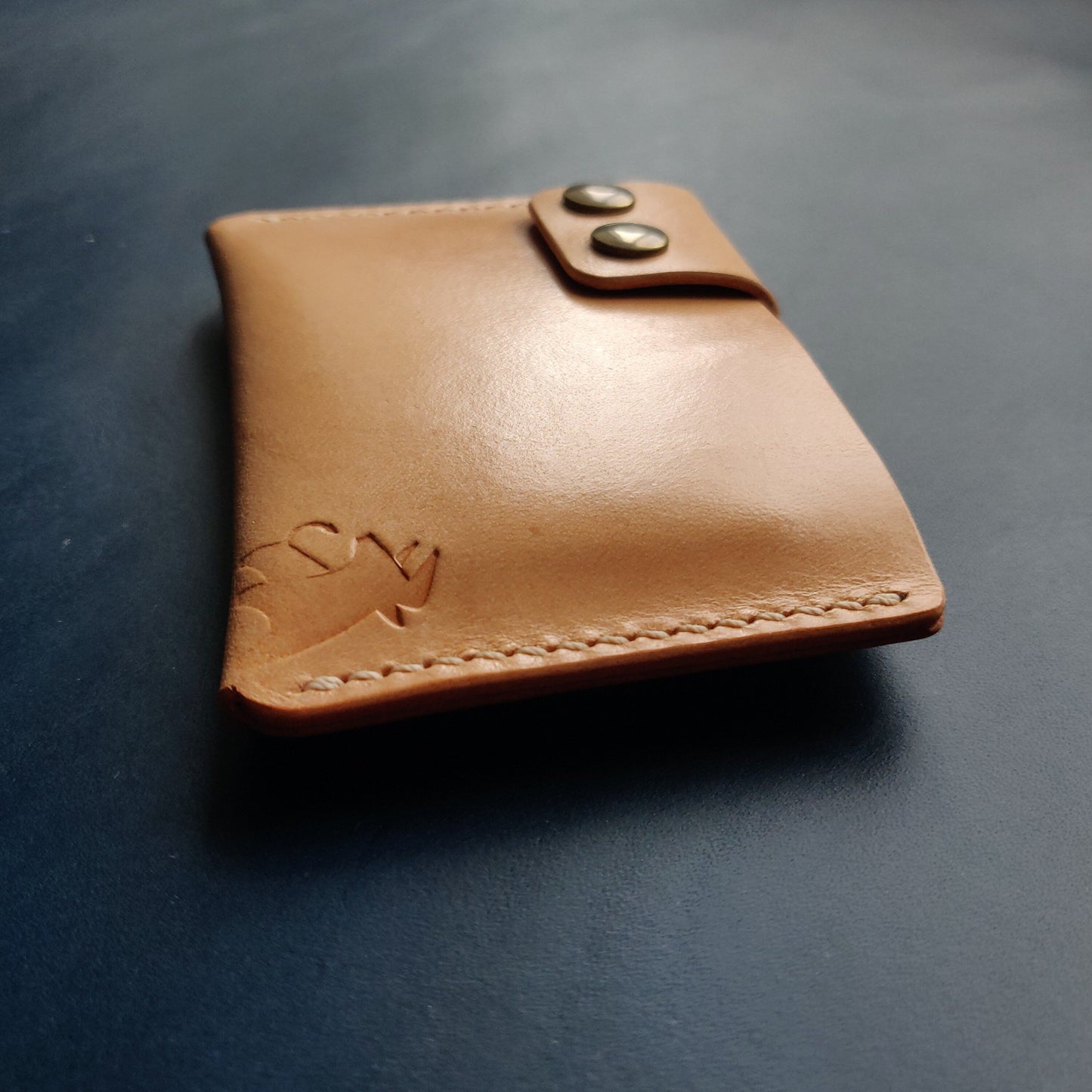 Leather Slim And Simple Card Holder, Minimalist, Compact Wallet For Cards And Folded Bills, Credit Card Holder With Two Snaps